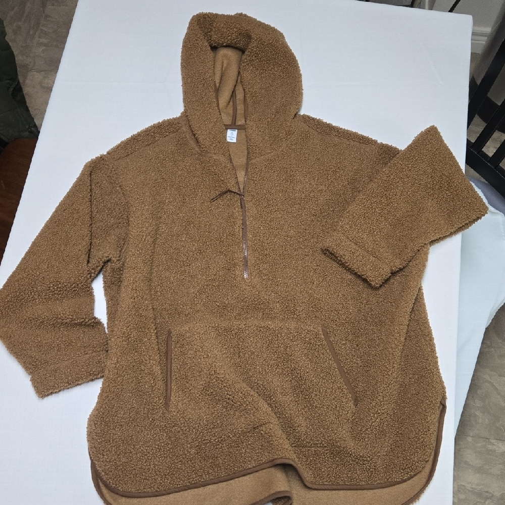Old Navy Brown Zip Up Sweater Cozy Hooded Style